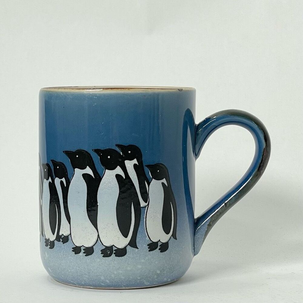 Vintage Penguin Mug Otagiri Japan Style Etched Ceramic Coffee Mug‎